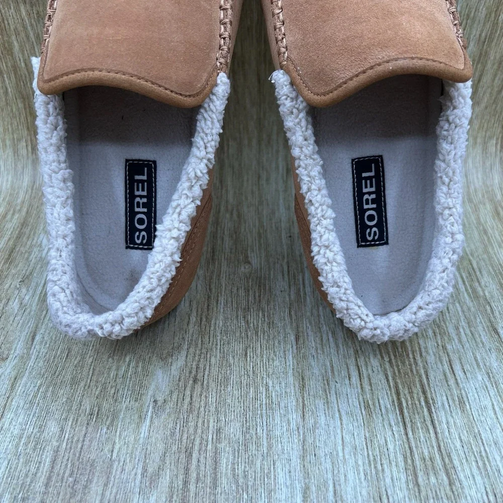 Sorel Falcon Ridge II Slippers Mens Size 8.5 Elk Brown Suede Faux Fur NM2025-286